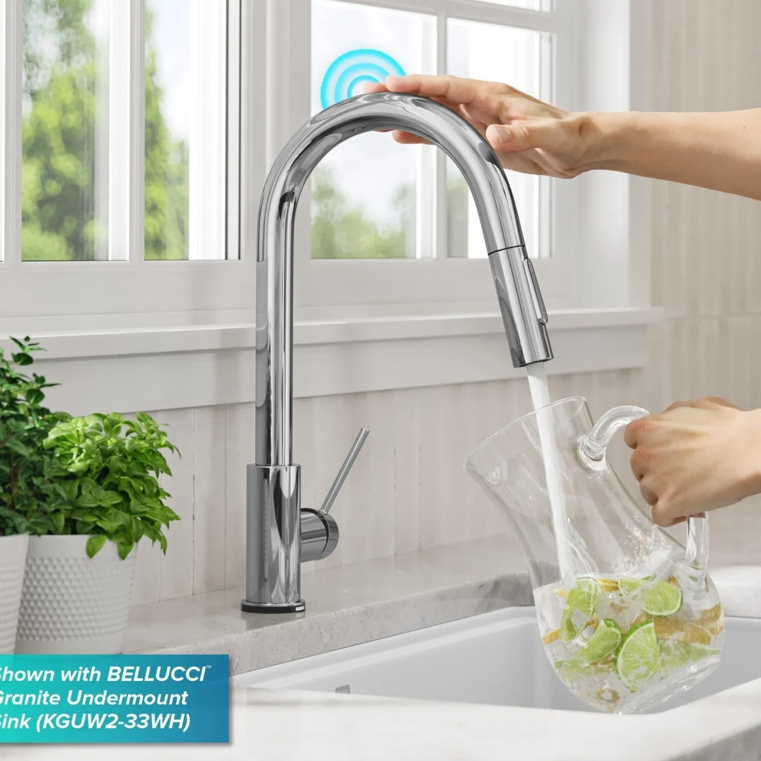 Discount Oletto Contemporary Single-Handle Touch Activated with Pull Down Sprayer in Chrome Touchless, Sensor And Tap Activated Kitchen Faucets