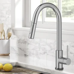 Discount Oletto Contemporary Single-Handle Touch Activated with Pull Down Sprayer in Chrome Touchless, Sensor And Tap Activated Kitchen Faucets