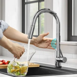 Discount Oletto Contemporary Single-Handle Touch Activated with Pull Down Sprayer in Chrome Touchless, Sensor And Tap Activated Kitchen Faucets
