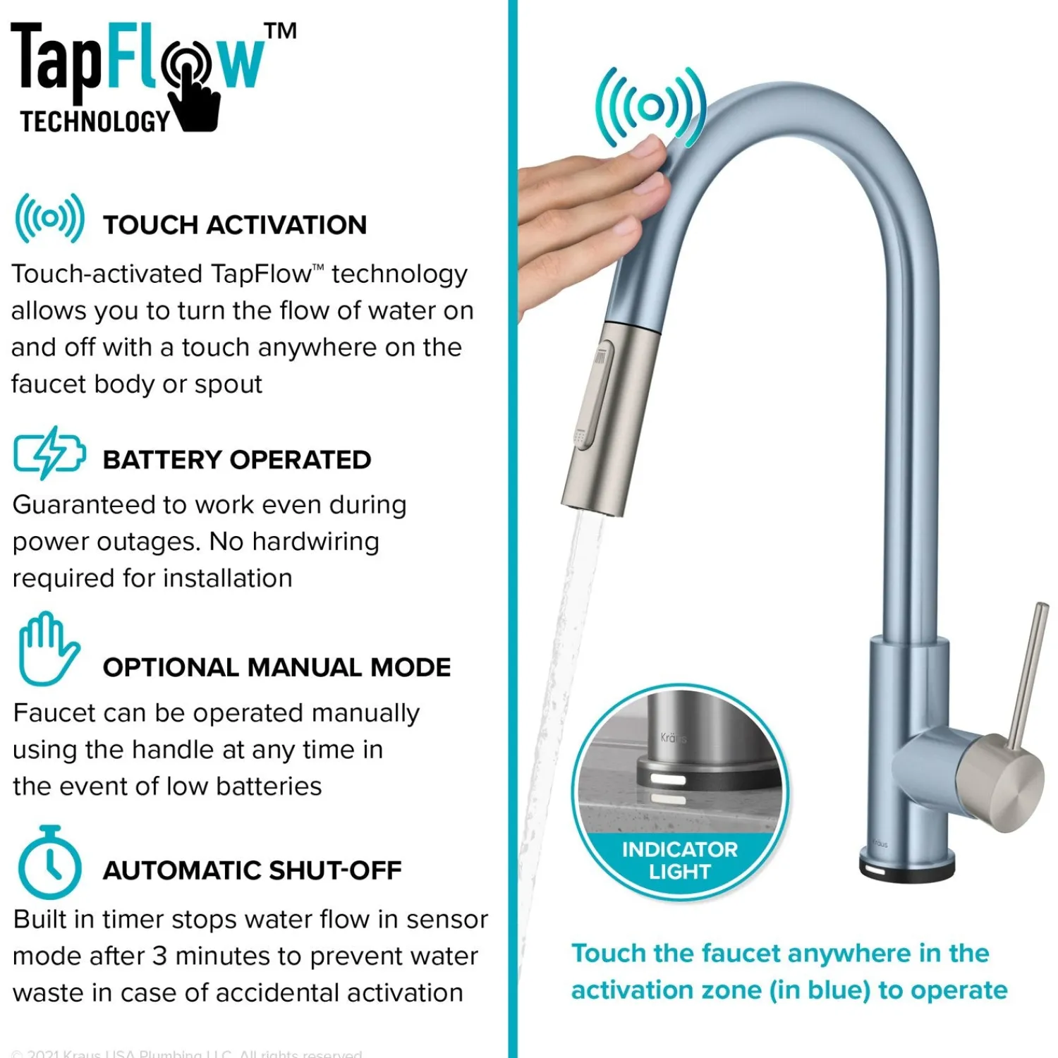 Discount Oletto Contemporary Single-Handle Touch Activated with Pull Down Sprayer in Chrome Touchless, Sensor And Tap Activated Kitchen Faucets