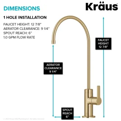 Outlet Oletto Drinking Water Filter Faucet in Brushed Brass Single Hole|Water Filter Faucets
