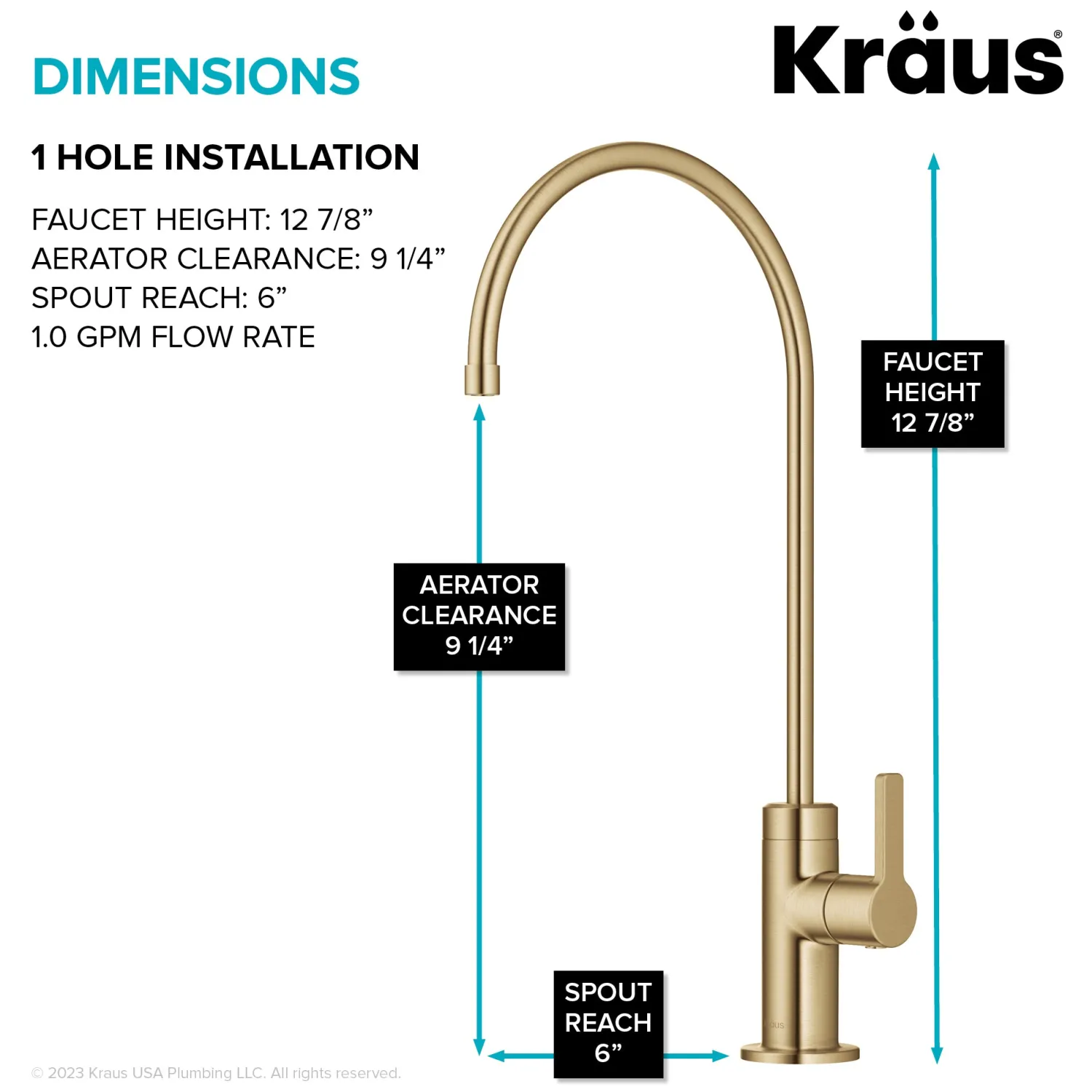 Outlet Oletto Drinking Water Filter Faucet in Brushed Brass Single Hole|Water Filter Faucets