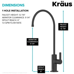 Hot Oletto Drinking Water Filter Faucet in Matte Black Single Hole|Water Filter Faucets