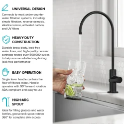 Hot Oletto Drinking Water Filter Faucet in Matte Black Single Hole|Water Filter Faucets