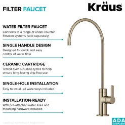 Best Oletto Drinking Water Filter Faucet in Spot-Free Antique Champagne Bronze Single Hole|Water Filter Faucets