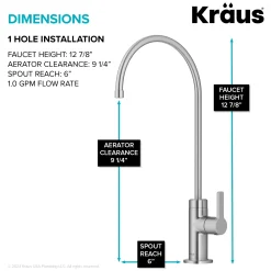 Clearance Oletto Drinking Water Filter Faucet in Spot-Free Stainless Steel Single Hole|Water Filter Faucets
