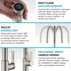 New Oletto High-Arc Single Handle Pull-Down Kitchen Faucet in Spot Free Stainless Steel Single Hole