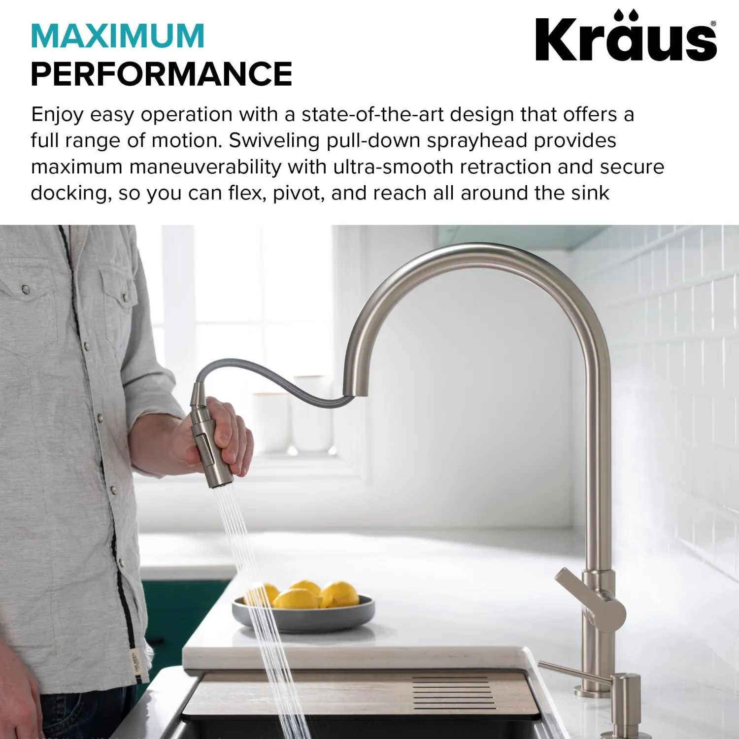 New Oletto High-Arc Single Handle Pull-Down Kitchen Faucet in Spot Free Stainless Steel Single Hole
