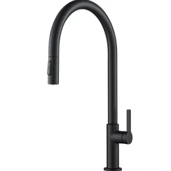 Oletto High-Arc Single Handle Pull-Down Kitchen Faucet in Matte Black Single Hole