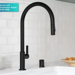 Oletto High-Arc Single Handle Pull-Down Kitchen Faucet in Matte Black Single Hole