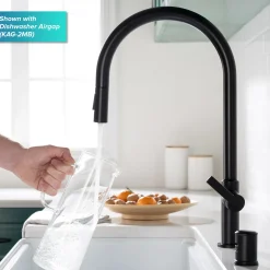Oletto High-Arc Single Handle Pull-Down Kitchen Faucet in Matte Black Single Hole
