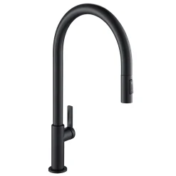 Oletto High-Arc Single Handle Pull-Down Kitchen Faucet in Matte Black Single Hole