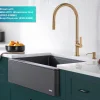 Online Oletto High-Arc Single Handle Pull-Down Kitchen Faucet in Brushed Brass Single Hole