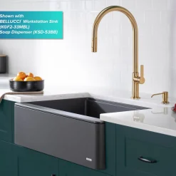 Online Oletto High-Arc Single Handle Pull-Down Kitchen Faucet in Brushed Brass Single Hole