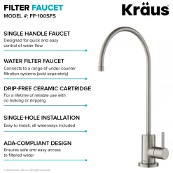 Discount Oletto Pull-Down Kitchen Faucet & Purita Water Filter Faucet in Spot Free Stainless Steel Single Hole|Water Filter Faucets