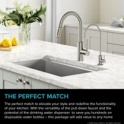 Discount Oletto Pull-Down Kitchen Faucet & Purita Water Filter Faucet in Spot Free Stainless Steel Single Hole|Water Filter Faucets
