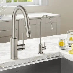 Discount Oletto Pull-Down Kitchen Faucet & Purita Water Filter Faucet in Spot Free Stainless Steel Single Hole|Water Filter Faucets