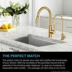 Best Oletto Pull-Down Kitchen Faucet & Purita Water Filter Faucet in Brushed Brass Single Hole|Water Filter Faucets