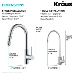 Sale Oletto Pull-Down Kitchen Faucet & Purita Water Filter Faucet in Chrome Single Hole|Water Filter Faucets