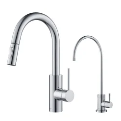 Sale Oletto Pull-Down Kitchen Faucet & Purita Water Filter Faucet in Chrome Single Hole|Water Filter Faucets