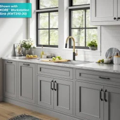 Oletto Single Handle Brushed Brass & Matte Black Pull-Down Kitchen Faucet Single Hole