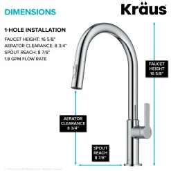 Outlet Oletto Single Handle Chrome Pull-Down Kitchen Faucet Single Hole