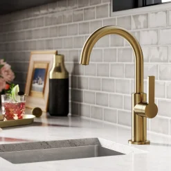 Discount Oletto Single Handle Kitchen Bar Faucet in Brushed Brass Single Hole|Bar Faucets