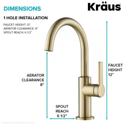 Hot Oletto Single Handle Kitchen Bar Faucet in Spot Free Antique Champagne Bronze Single Hole|Bar Faucets
