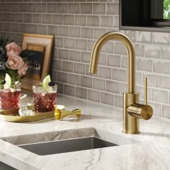 New Oletto Single Handle Kitchen Bar Faucet in Spot Free Antique Champagne Bronze Single Hole|Bar Faucets