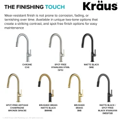 Best Oletto Single Handle Matte Black & Black Stainless Steel Pull-Down Kitchen Faucet Single Hole