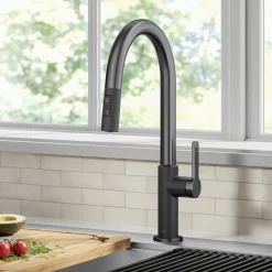Best Oletto Single Handle Matte Black & Black Stainless Steel Pull-Down Kitchen Faucet Single Hole