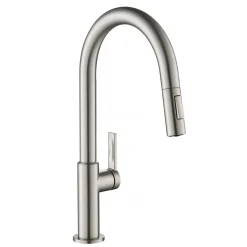 Best Oletto Single Handle Pull-Down Kitchen Faucet in Spot Free Stainless Steel Single Hole