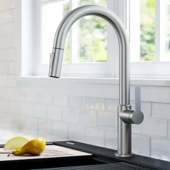 Best Oletto Single Handle Pull-Down Kitchen Faucet in Spot Free Stainless Steel Single Hole