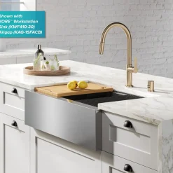 Online Oletto Single Handle Pull-Down Kitchen Faucet in Spot Free Antique Champagne Bronze Single Hole