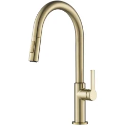 Online Oletto Single Handle Pull-Down Kitchen Faucet in Spot Free Antique Champagne Bronze Single Hole
