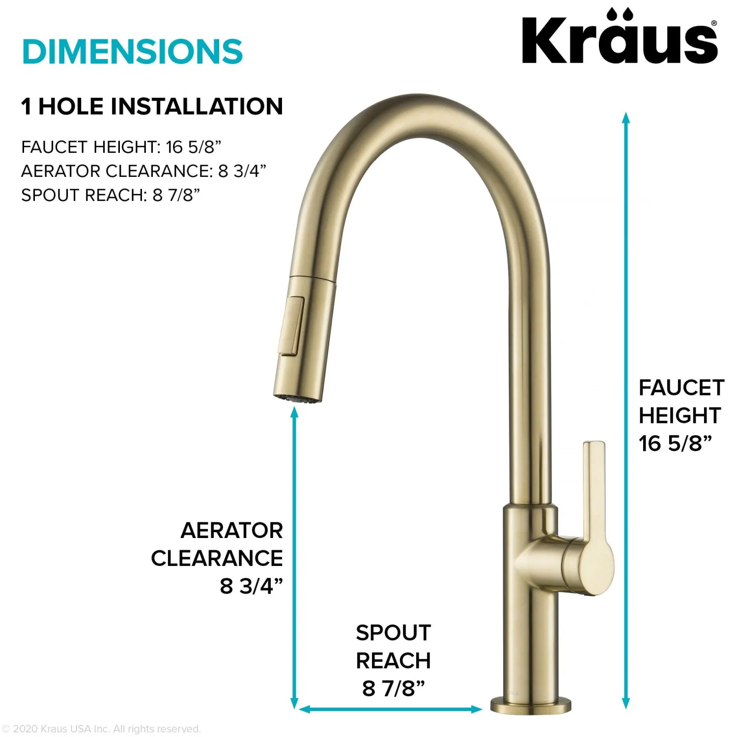 Online Oletto Single Handle Pull-Down Kitchen Faucet in Spot Free Antique Champagne Bronze Single Hole