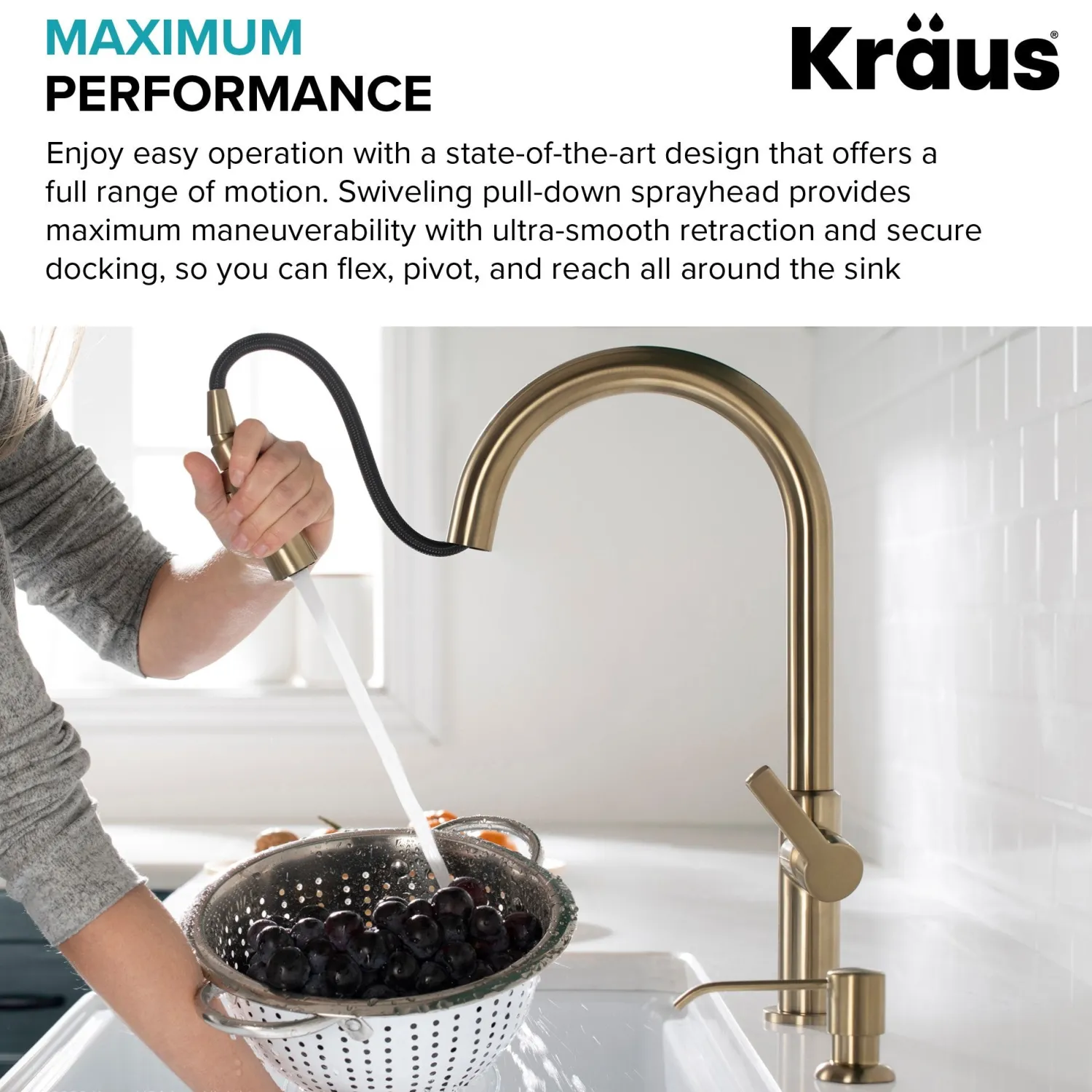 Online Oletto Single Handle Pull-Down Kitchen Faucet in Spot Free Antique Champagne Bronze Single Hole