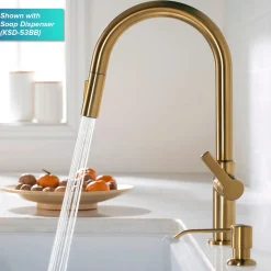 Sale Oletto Single Handle Pull-Down Kitchen Faucet in Brushed Brass Single Hole