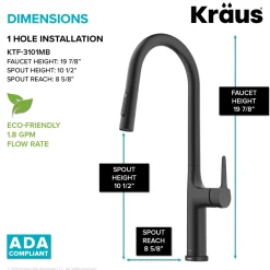 Online  Oletto Tall Modern Single-Handle Touch Activated with Pull Down Sprayer in Matte Black Touchless, Sensor And Tap Activated Kitchen Faucets