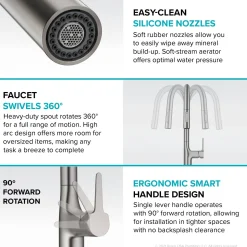 Online  Oletto Tall Modern Single-Handle Touch Activated with Pull Down Sprayer in Matte Black Touchless, Sensor And Tap Activated Kitchen Faucets