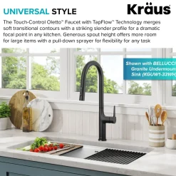 Online  Oletto Tall Modern Single-Handle Touch Activated with Pull Down Sprayer in Matte Black Touchless, Sensor And Tap Activated Kitchen Faucets