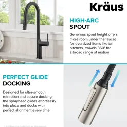 Online  Oletto Tall Modern Single-Handle Touch Activated with Pull Down Sprayer in Matte Black Touchless, Sensor And Tap Activated Kitchen Faucets