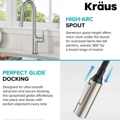 New  Oletto Tall Modern Single-Handle Touch Activated with Pull Down Sprayer in Chrome Touchless, Sensor And Tap Activated Kitchen Faucets