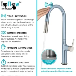 New  Oletto Tall Modern Single-Handle Touch Activated with Pull Down Sprayer in Chrome Touchless, Sensor And Tap Activated Kitchen Faucets