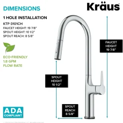 New  Oletto Tall Modern Single-Handle Touch Activated with Pull Down Sprayer in Chrome Touchless, Sensor And Tap Activated Kitchen Faucets