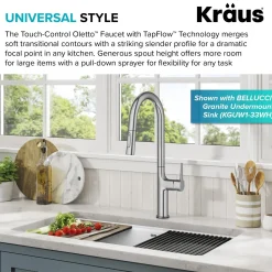 New  Oletto Tall Modern Single-Handle Touch Activated with Pull Down Sprayer in Chrome Touchless, Sensor And Tap Activated Kitchen Faucets