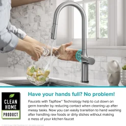 New  Oletto Tall Modern Single-Handle Touch Activated with Pull Down Sprayer in Chrome Touchless, Sensor And Tap Activated Kitchen Faucets