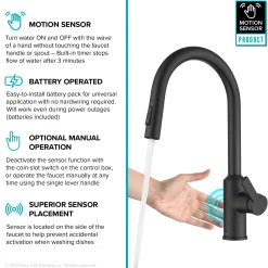 Clearance Oletto Touchless Pull-Down Kitchen Faucet in Matte Black Touchless, Sensor And Tap Activated Kitchen Faucets|Single Hole