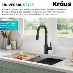 Clearance Oletto Touchless Pull-Down Kitchen Faucet in Matte Black Touchless, Sensor And Tap Activated Kitchen Faucets|Single Hole