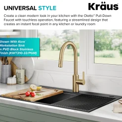New Oletto Touchless Pull-Down Kitchen Faucet in Brushed Brass Touchless, Sensor And Tap Activated Kitchen Faucets|Single Hole
